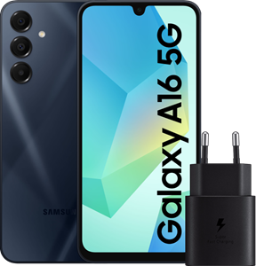 Samsung Galaxy A16 128GB Donkerblauw 5G +  Oplader 25W Zwart