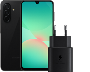 Samsung Galaxy A26 128GB Zwart 5G +  Oplader 25 Watt Zwart