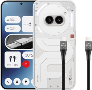 Nothing Tech Nothing Phone (2a) 256GB Wit 5G + BlueBuilt Usb C Kabel 1,5m Nylon Zwart