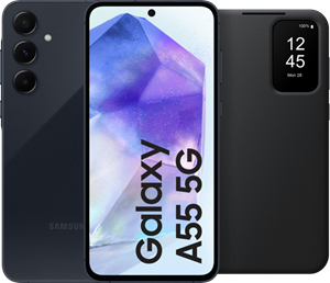 Samsung Galaxy A55 256GB Donkerblauw 5G + Smart View Book Case Zwart