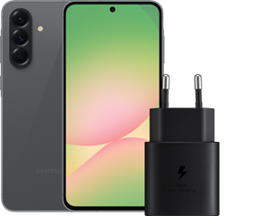 Samsung Galaxy A56 256GB Zwart 5G +  Oplader 25 Watt Zwart