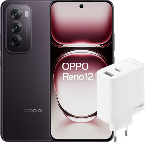 Oppo Reno12 256GB Zwart 5G +  SuperVOOC Oplader 80W met 2 Poorten