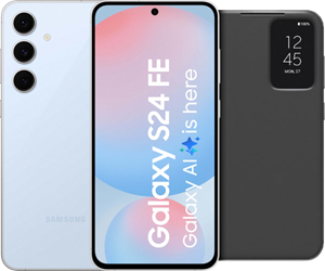 Samsung Galaxy S24 FE 128GB Blauw 5G + Clear View Book Case Zwart