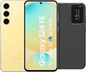 Samsung Galaxy S24 FE 128GB Geel 5G + Clear View Book Case Zwart
