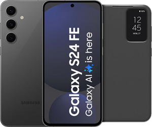 Samsung Galaxy S24 FE 256GB Grijs 5G + Clear View Book Case Zwart