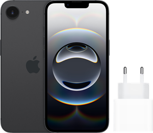 Apple iPhone 16e 128GB Zwart +  Snellader