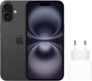 Apple iPhone 16 128GB Zwart +  Snellader