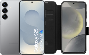Samsung Galaxy S25 128GB Zilver 5G + BlueBuilt Book Case Zwart