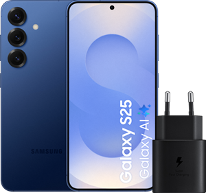 Samsung Galaxy S25 128GB Donkerblauw 5G +  Oplader 25 Watt Zwart