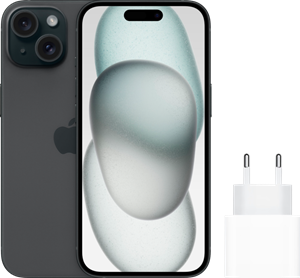 Apple iPhone 15 256GB Zwart +  Snellader