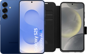 Samsung Galaxy S25 128GB Donkerblauw 5G + BlueBuilt Book Case Zwart