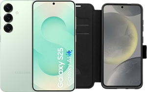 Samsung Galaxy S25 256GB Mint 5G + BlueBuilt Book Case Zwart