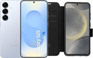 Samsung Galaxy S25 512GB Lichtblauw 5G + BlueBuilt Book Case Zwart