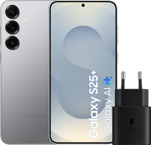 Samsung Galaxy S25 Plus 256GB Zilver 5G +  Oplader 25 Watt Zwart