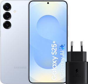 Samsung Galaxy S25 Plus 256GB Lichtblauw 5G +  Oplader 25 Watt Zwart