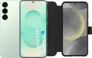 Samsung Galaxy S25 Plus 256GB Mint 5G + BlueBuilt Book Case Zwart