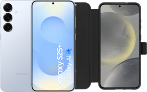 Samsung Galaxy S25 Plus 256GB Lichtblauw 5G + BlueBuilt Book Case Zwart