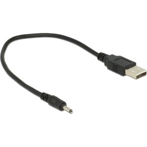 Delock USB-stroomkabel USB-A stekker, DC-stekker 3,0 mm 0.27 m Zwart 83793