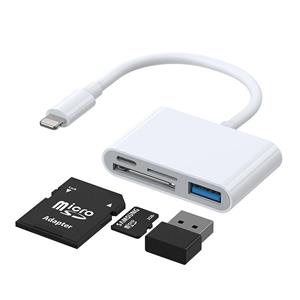 JOYROOM Hub Multifunctional Otg Lightning Adapter - Usb 3.2 Gen 1 (3.0, 3.1 Gen 1) / Sd, Tf Card Reader / Lightning White (S-H142 White)