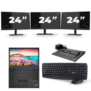 Lenovo ThinkPad T470s - Intel Core i7-7e Generatie - 14 inch - 16GB RAM - 512GB SSD - Windows 11 + 3x 24 inch Monitor