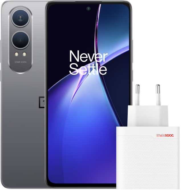 OnePlus Nord CE 4 Lite 256GB Grijs 5G +  Oplader 80W met 2 Poorten + Usb C kabel