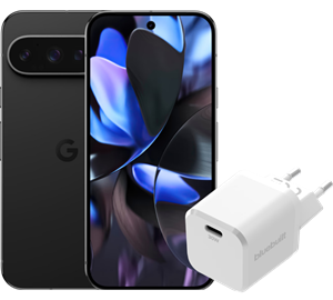 Google Pixel 9 Pro 128GB Zwart 5G + BlueBuilt Oplader 30W Wit