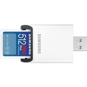 Samsung Pro Plus SD Card 512GB + Kaartlezer SD-Kaart Wit