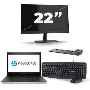 HP ProBook 450 G5 - Intel Core i5-8e Generatie - 15 inch - 16GB RAM - 480GB SSD - Windows 11 + 1x 22 inch Monitor