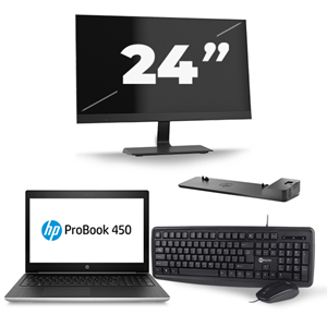 HP ProBook 450 G5 - Intel Core i5-8e Generatie - 15 inch - 16GB RAM - 480GB SSD - Windows 11 + 1x 24 inch Monitor
