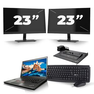 Lenovo ThinkPad T450s - Intel Core i7-5e Generatie - 14 inch - 8GB RAM - 240GB SSD - Windows 11 + 2x 23 inch Monitor