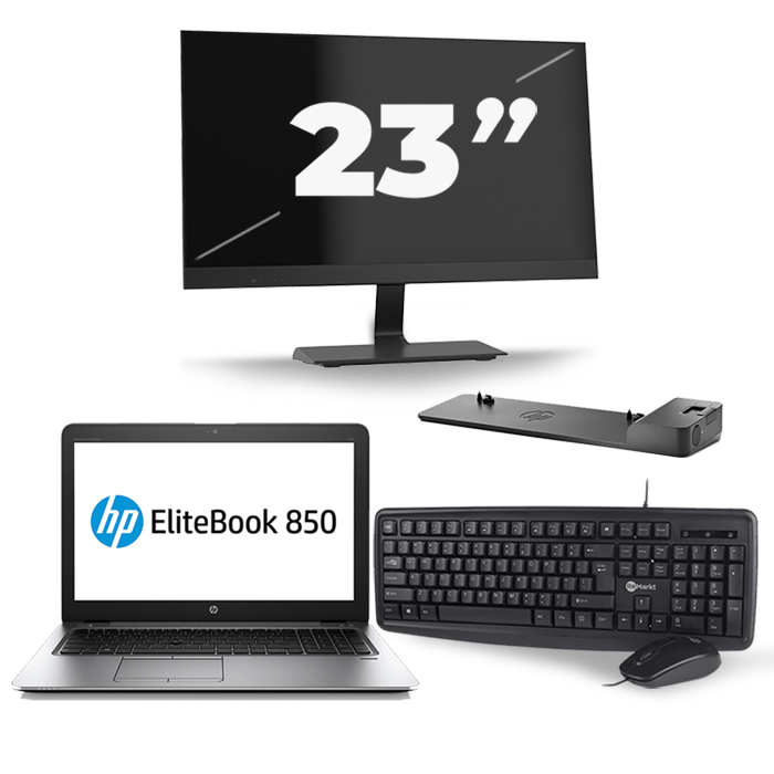 HP EliteBook 850 G3 - Intel Core i7-6e Generatie - 15 inch - 16GB RAM - 512GB SSD - Windows 11 + 1x 23 inch Monitor