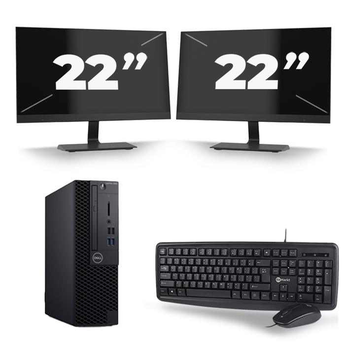 Dell Optiplex 3060 SFF - Intel Core i7-8e Generatie - 16GB RAM - 512GB SSD - Windows 11 + 2x 22 inch Monitor