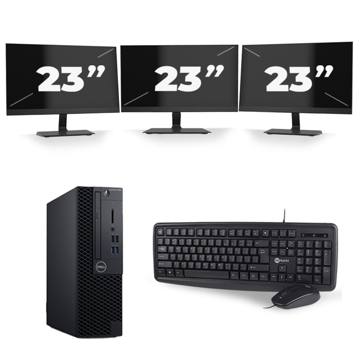 Dell Optiplex 3060 SFF - Intel Core i7-8e Generatie - 16GB RAM - 512GB SSD - Windows 11 + 3x 23 inch Monitor