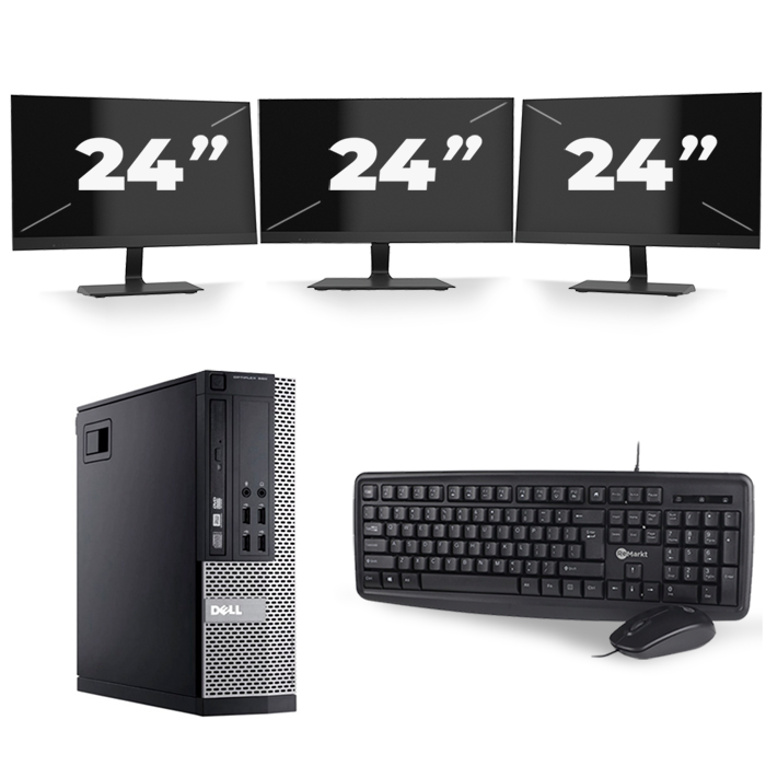 Dell Optiplex 990 Desktop - Intel Core i5-2e Generatie - 8GB RAM - 256GB SSD - Windows 10 + 3x 24 inch Monitor