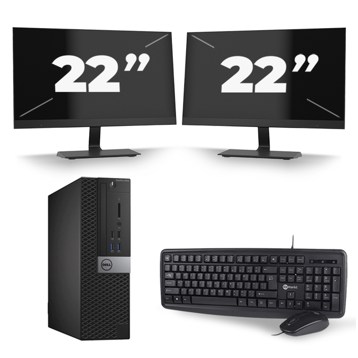Dell Optiplex 3040 SFF - Intel Core i3-6e Generatie - 8GB RAM - 128GB SSD - Windows 11 + 2x 22 inch Monitor