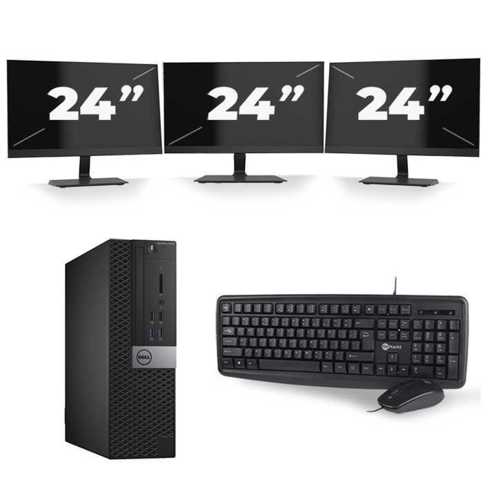 Dell Optiplex 3040 SFF - Intel Core i5-6e Generatie - 8GB RAM - 256GB SSD - Windows 11 + 3x 24 inch Monitor