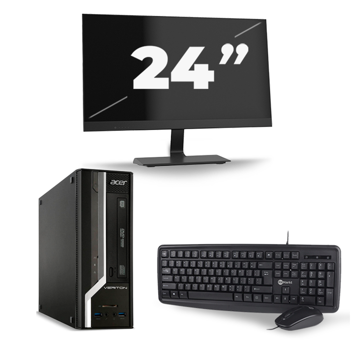Acer Veriton X2631G SFF - Intel Core i5-4e Generatie - 8GB RAM - 256GB SSD - Windows 10 + 1x 24 inch Monitor