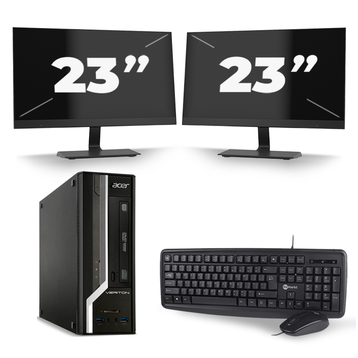 Acer Veriton X2631G SFF - Intel Core i3-4e Generatie - 8GB RAM - 128GB SSD - Windows 10 + 2x 23 inch Monitor