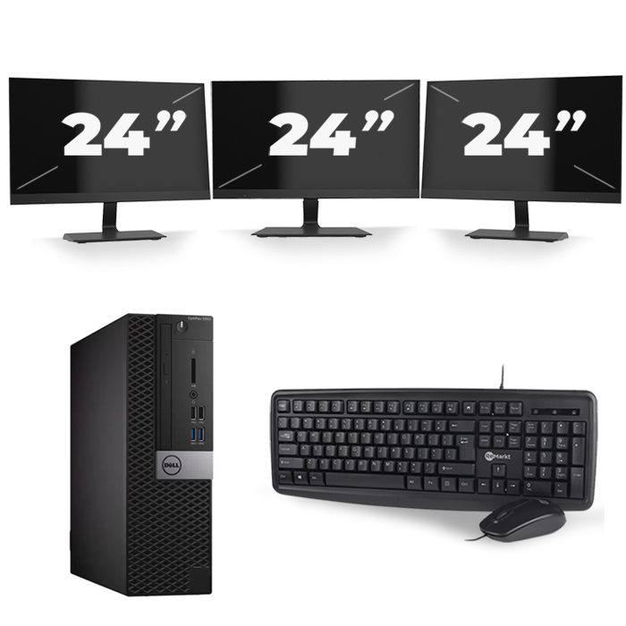 Dell Optiplex 5040 SFF - Intel Core i3-6e Generatie - 8GB RAM - 128GB SSD - Windows 11 + 3x 24 inch Monitor