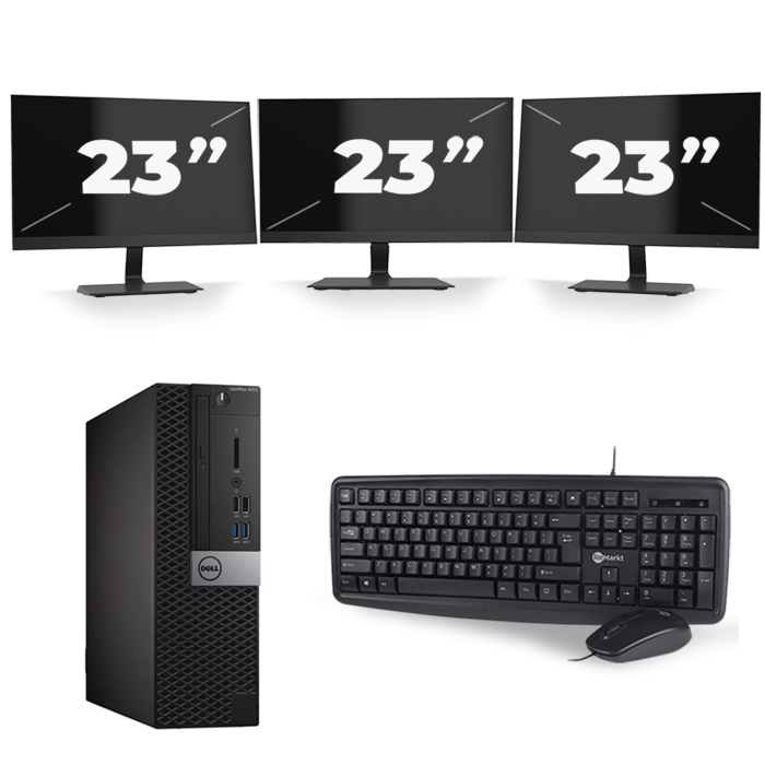 Dell Optiplex 5050 SFF - Intel Core i3-6e Generatie - 8GB RAM - 128GB SSD - Windows 11 + 3x 23 inch Monitor