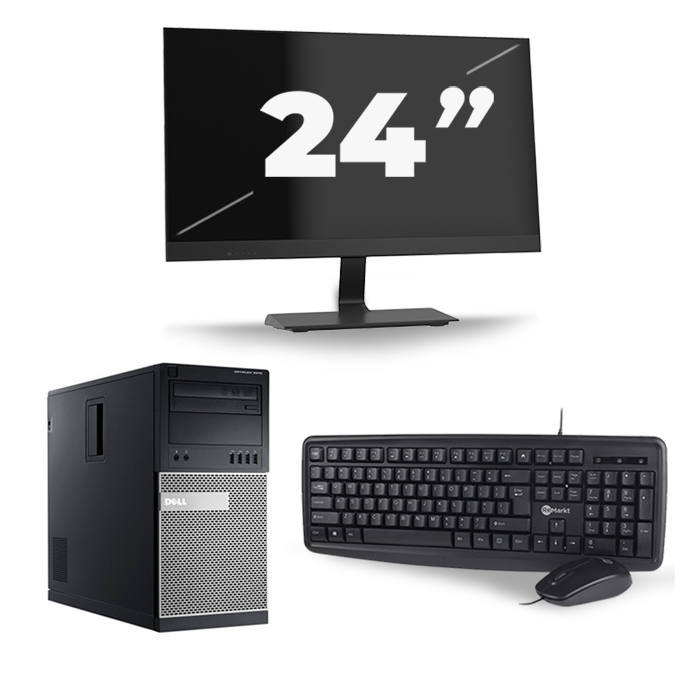 Dell Optiplex 7010 Micro Tower - Intel Core i5-3e Generatie - 8GB RAM - 256GB SSD - Windows 10 + 1x 24 inch Monitor
