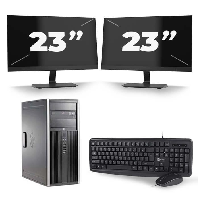 Compaq Elite 8300 Micro Tower - Intel Core i5-3e Generatie - 8GB RAM - 256GB SSD - Windows 10 + 2x 23 inch Monitor