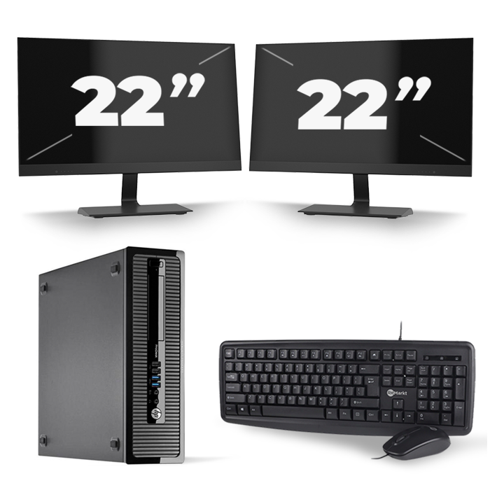 HP ProDesk 400 G1 SFF - Intel Core i7-4e Generatie - 16GB RAM - 512GB SSD - Windows 10 + 2x 22 inch Monitor