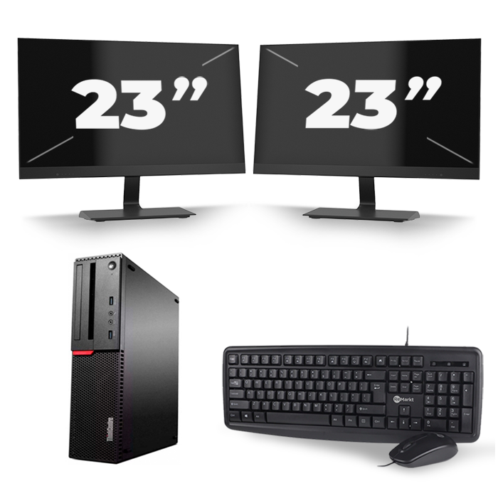Lenovo ThinkCentre M700 SFF - Intel Core i5-6e Generatie - 8GB RAM - 256GB SSD - Windows 11 + 2x 23 inch Monitor