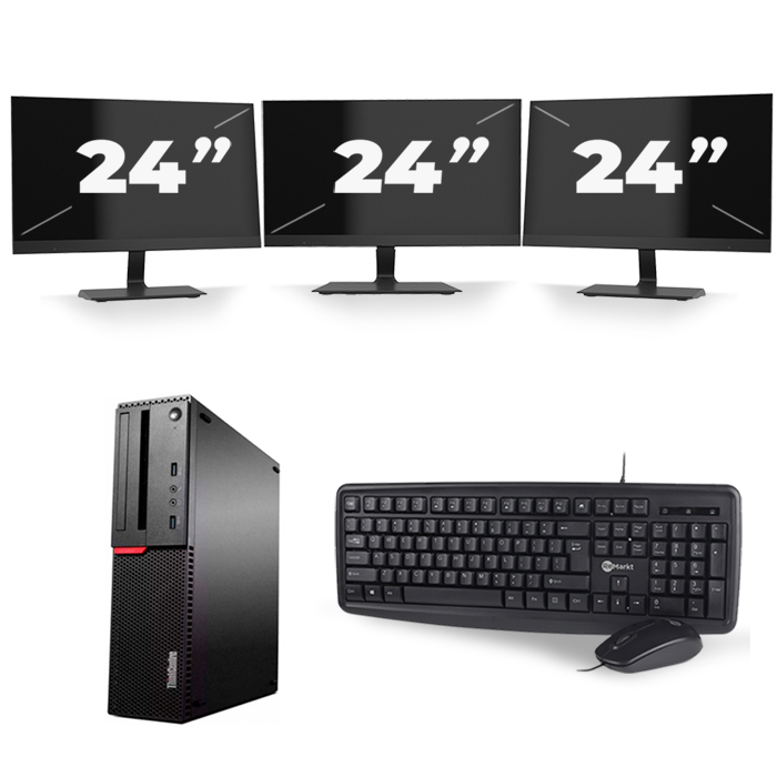 Lenovo ThinkCentre M700 SFF - Intel Core i5-6e Generatie - 8GB RAM - 256GB SSD - Windows 11 + 3x 24 inch Monitor