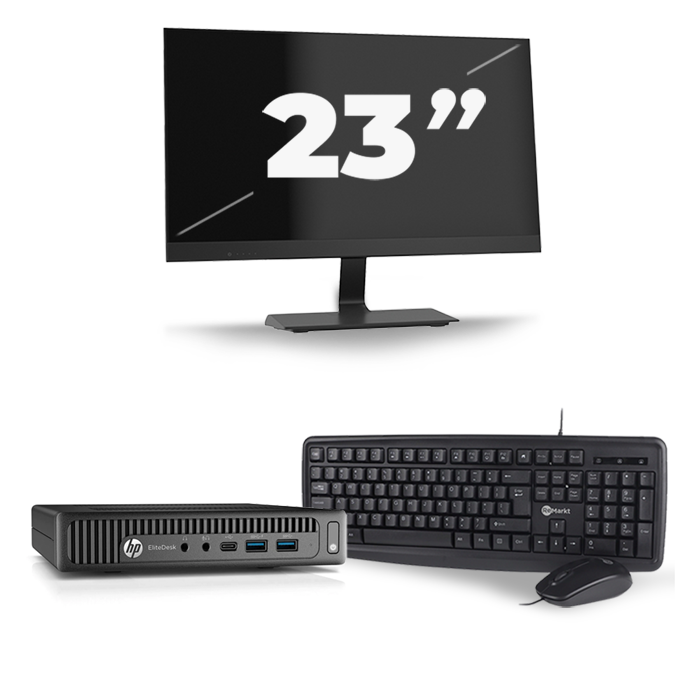 HP EliteDesk 800 G2 USFF - Intel Core i5-6e Generatie - 8GB RAM - 256GB SSD - Windows 11 + 1x 23 inch Monitor