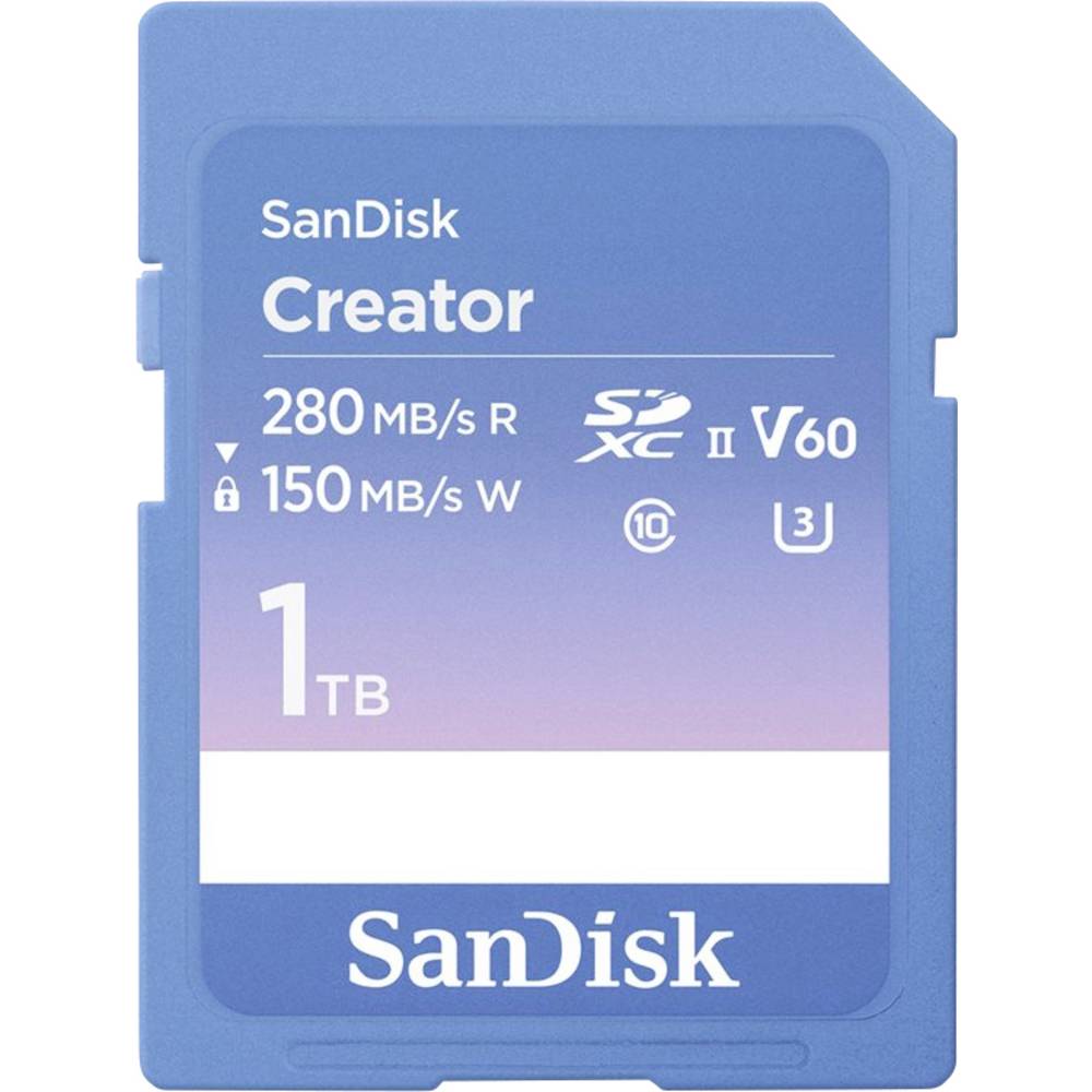 SanDisk Creator SDXC-kaart Retail 1 TB Class 10, v60 Video Speed Class, UHS-II U3 Schrijfbeveiligingsschakelaar