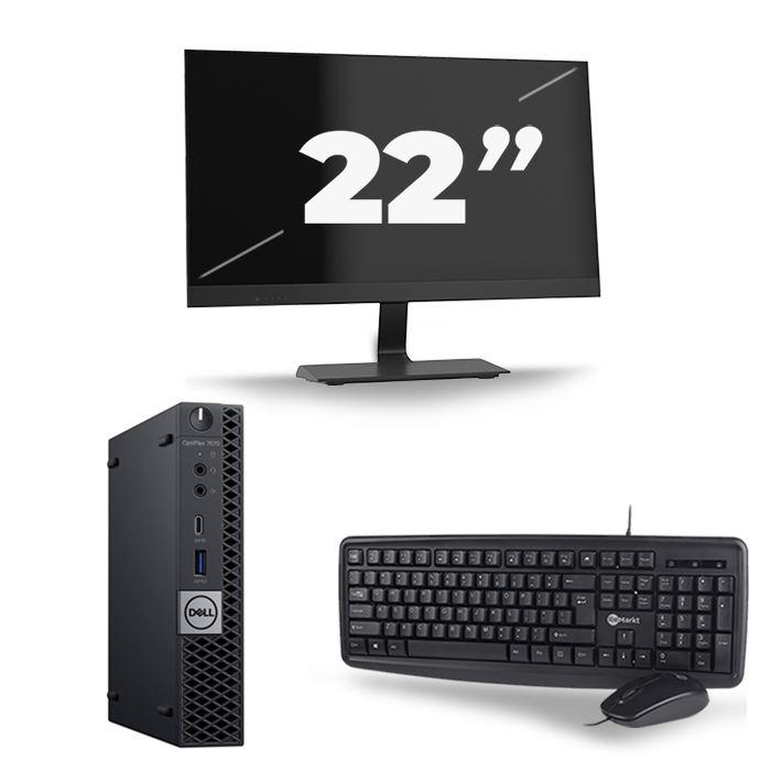Dell Optiplex 7070 Micro USFF - Intel Core i5-9e Generatie - 16GB RAM - 512GB SSD - Windows 11 + 1x 22 inch Monitor