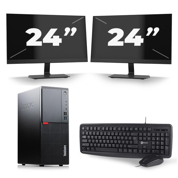 Lenovo ThinkCentre M720t Tower - Intel Core i7-8e Generatie - 16GB RAM - 512GB SSD - Windows 11 + 2x 24 inch Monitor
