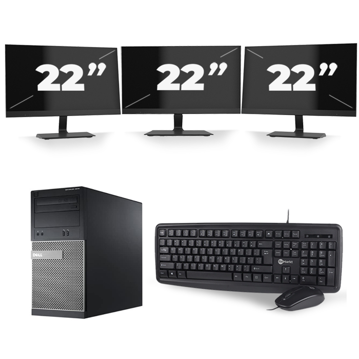 Dell Optiplex 3020 Micro Tower - Intel Core i3-4e Generatie - 8GB RAM - 128GB SSD - Windows 10 + 3x 22 inch Monitor